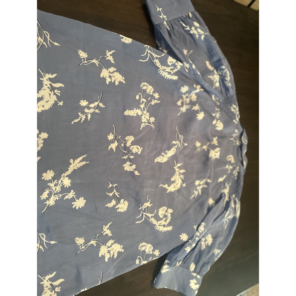 Ann Taylor Floral Tie Neck Puff Sleeve Blouse Top Size S sample Blouse Tag - Picture 10 of 12